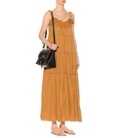 Shop See By Chloé Embroidered Cotton Maxi Dress In Yellow