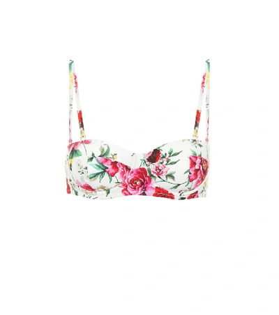 Shop Dolce & Gabbana Printed Bikini Top In Multicoloured