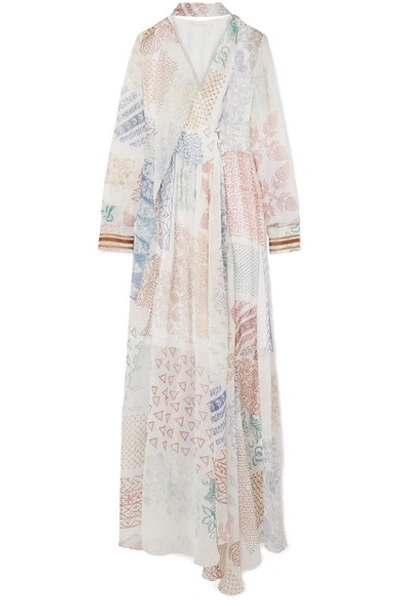 Shop Chloé Printed Silk-chiffon Gown In White