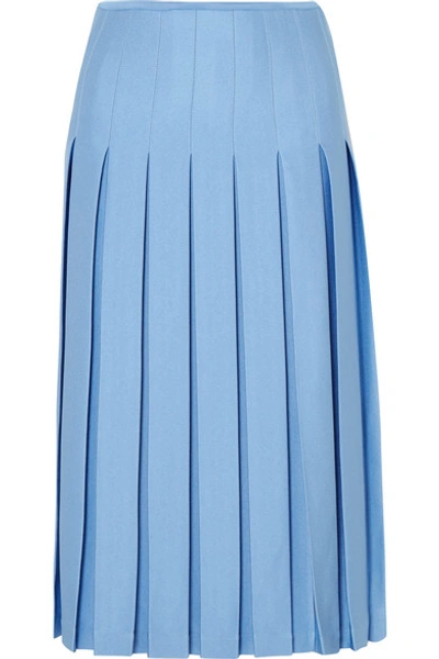 Shop Victoria Beckham Pleated Crepe Midi Skirt