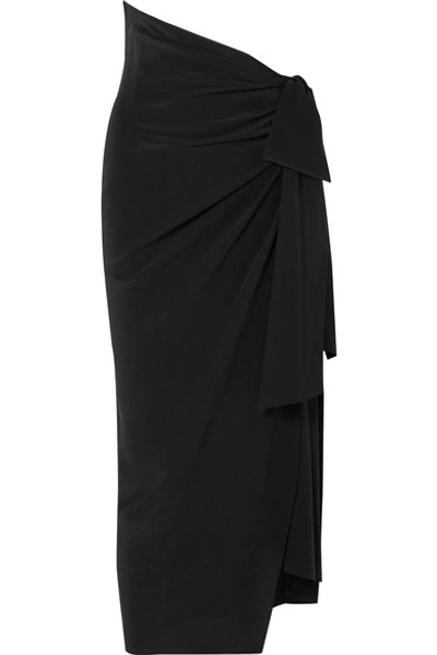 Shop Saint Laurent Draped Asymmetric Silk Crepe De Chine Skirt