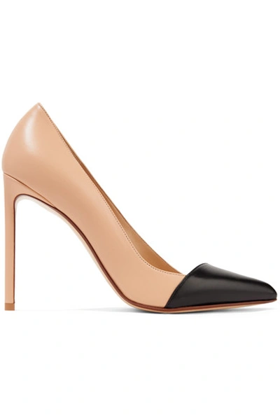 Shop Francesco Russo Two-tone Leather Pumps In Sand