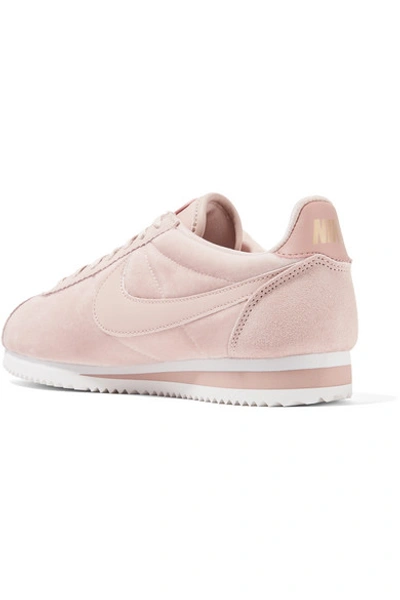 Shop Nike Classic Cortez Suede And Leather-trimmed Velvet Sneakers In Pastel Pink