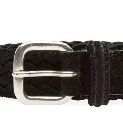 Shop Anderson's Woven Suede Belt In Black