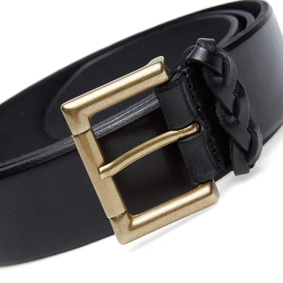 Shop Anderson's Burnished Leather Woven Trim Belt In Black