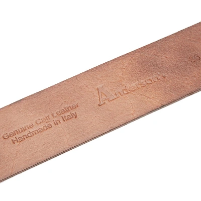 Shop Anderson's Burnished Leather Woven Trim Belt In Brown