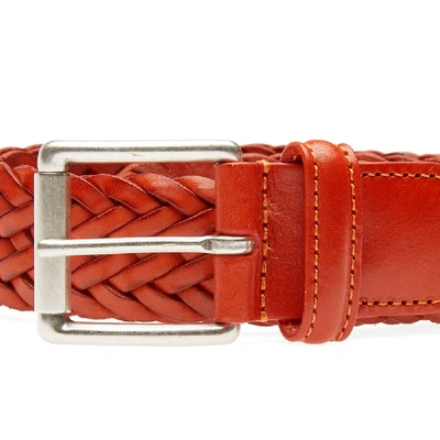 Shop Anderson's Woven Leather Belt In Brown