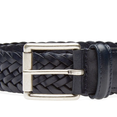 Shop Anderson's Woven Leather Belt In Blue