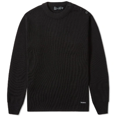 Shop Armor-lux 1901 Fouesnant Mariner Crew Knit In Black