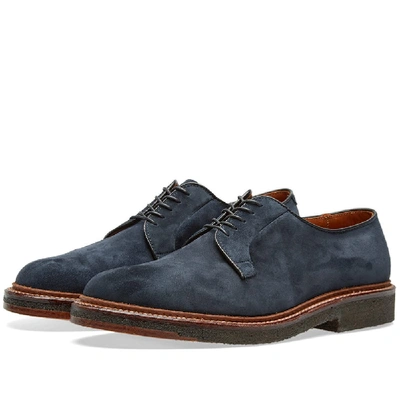 Shop Alden Shoe Company Alden Crepe Sole Plain Toe Blucher In Blue