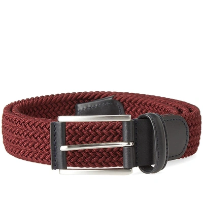 Shop Anderson's Woven Textile Belt In Burgundy
