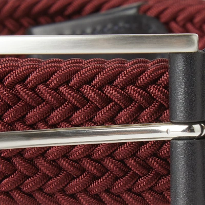 Shop Anderson's Woven Textile Belt In Burgundy