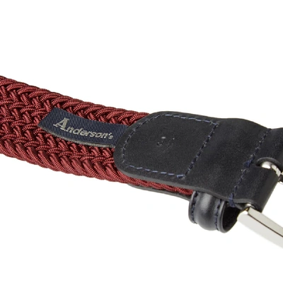 Shop Anderson's Woven Textile Belt In Burgundy