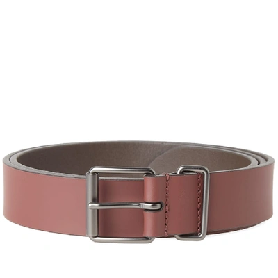 Shop Anderson's Slim Rubberised Leather Belt In Burgundy