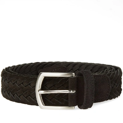 Shop Anderson's Woven Suede Belt In Black