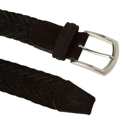 Shop Anderson's Woven Suede Belt In Black