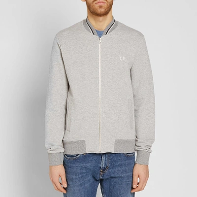 Shop Fred Perry Bomber Neck Sweat In Grey