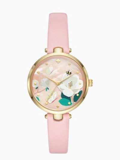 Shop Kate Spade Holland Magnolia Pink Leather Watch