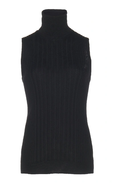 Shop Maison Margiela Sleeveless Rib Knit Top In Black