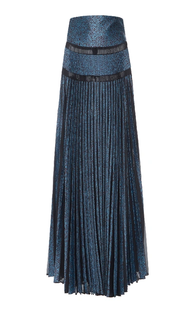 Shop Antonio Berardi Pleated Maxi Skirt In Blue