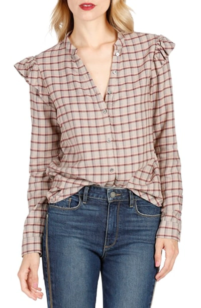 Paige Jenelle Ruffle Plaid Shirt In Champagne Multi