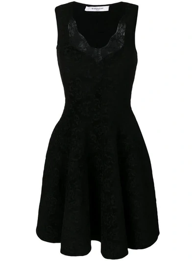 Shop Givenchy Lace Trim Flared Dress In Black