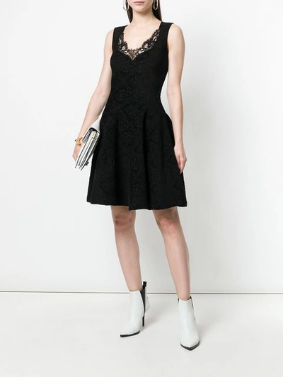 Shop Givenchy Lace Trim Flared Dress In Black