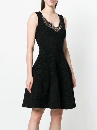 Shop Givenchy Lace Trim Flared Dress In Black