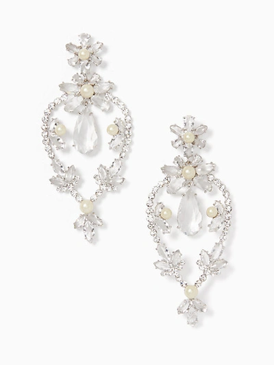 Shop Kate Spade Flora Statement Earrings In Clear/silver
