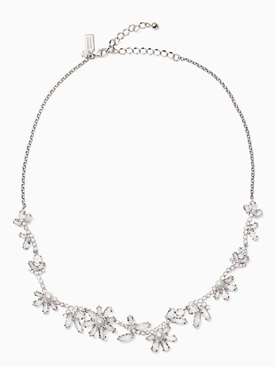 Shop Kate Spade Flora Small Necklace In Clear/silver