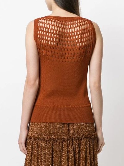 Shop Missoni Cut Out Detail Fine Knit Sweater In Brown
