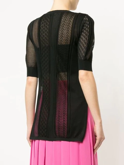 Shop Fendi Sheer Knitted Top In Black