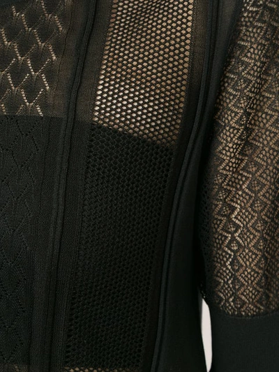 Shop Fendi Sheer Knitted Top In Black
