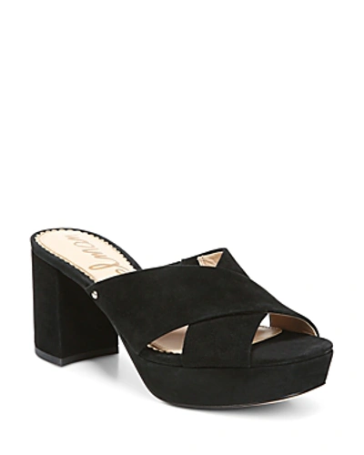 Shop Sam Edelman Women's Jayne Suede Platform High-heel Slide Sandals In Black
