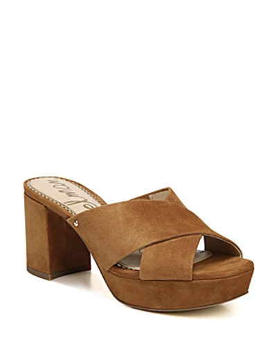 Shop Sam Edelman Women's Jayne Suede Platform High-heel Slide Sandals In Brown