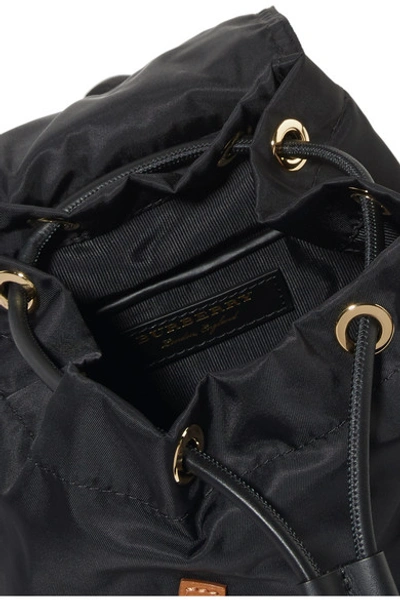 Shop Burberry Small Leather-trimmed Gabardine Backpack In Black