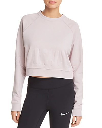 Shop Nike Embossed Cropped Sweatshirt In Pink