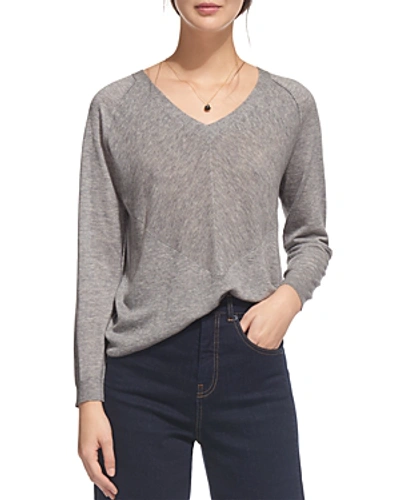 Shop Whistles Oversize V-neck Sweater In Gray Marl