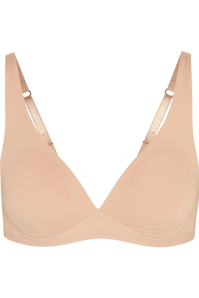 Shop Hanro Stretch-cotton Jersey Soft-cup Bra In Neutral