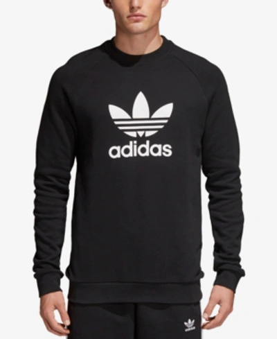 Shop Adidas Originals Men's Adicolor Trefoil Crewneck Sweatshirt In Black