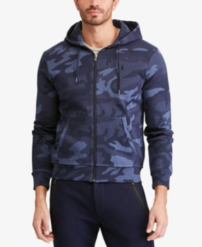 Shop Polo Ralph Lauren Men's Big & Tall Double-knit Camouflage Hoodie In Blue Camo