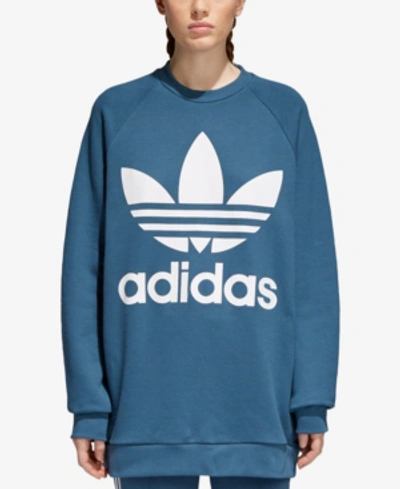 Shop Adidas Originals Adicolor Over-sized Sweatshirt In Dark Steel