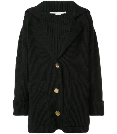 Shop Stella Mccartney Navy Ribbed Cardi-coat