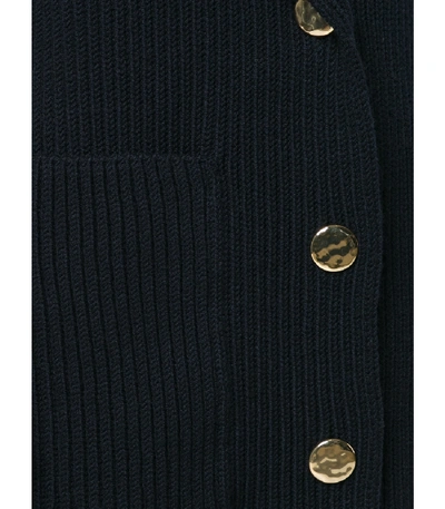 Shop Stella Mccartney Navy Ribbed Cardi-coat