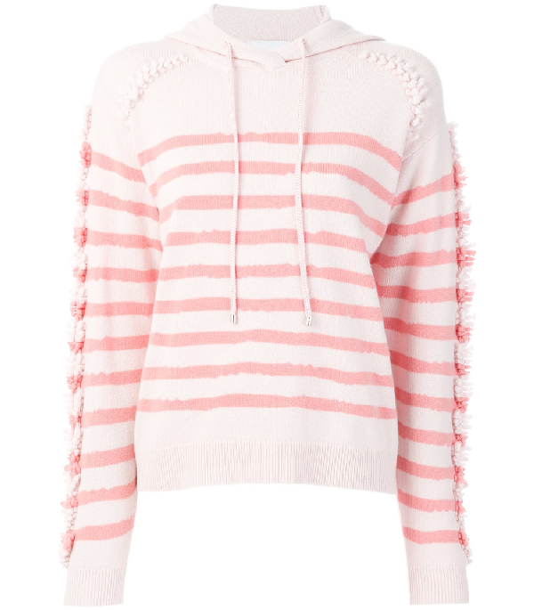 pink and white striped sweatshirt