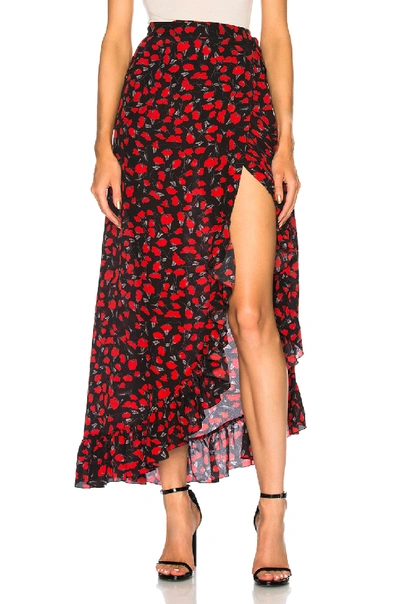 Shop Raquel Diniz Lucy Skirt In Black,floral,red