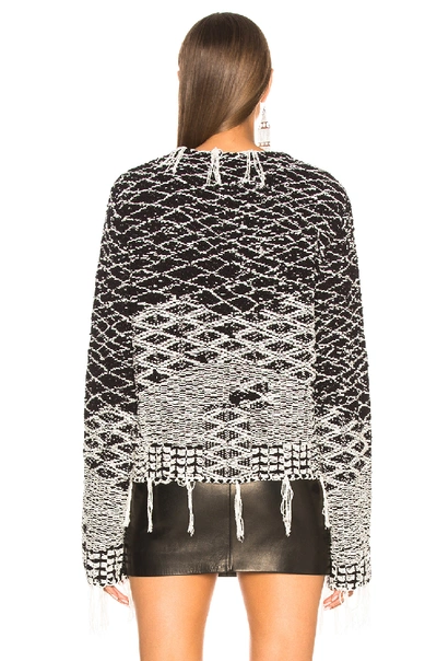 Shop Saint Laurent Cropped Jacquard Sweater In Black