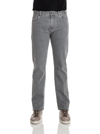 Shop Canali Cotton Jeans  In Gray