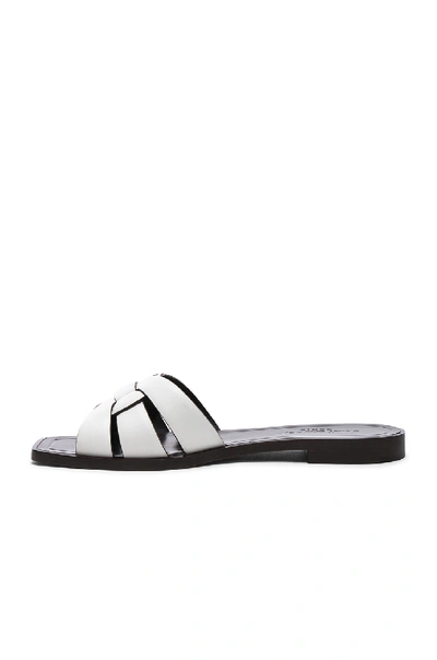 Shop Saint Laurent Leather Nu Pieds Slides In White