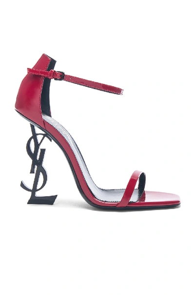 Shop Saint Laurent Opium Leather Monogramme Sandals In Red